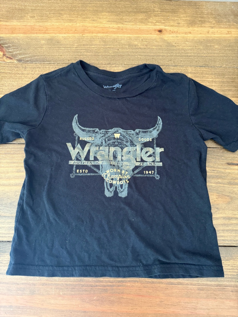 Wrangler Boys' Black Graphic Tee, Size Small, Boys Wrangler Shirt, Western Shirt